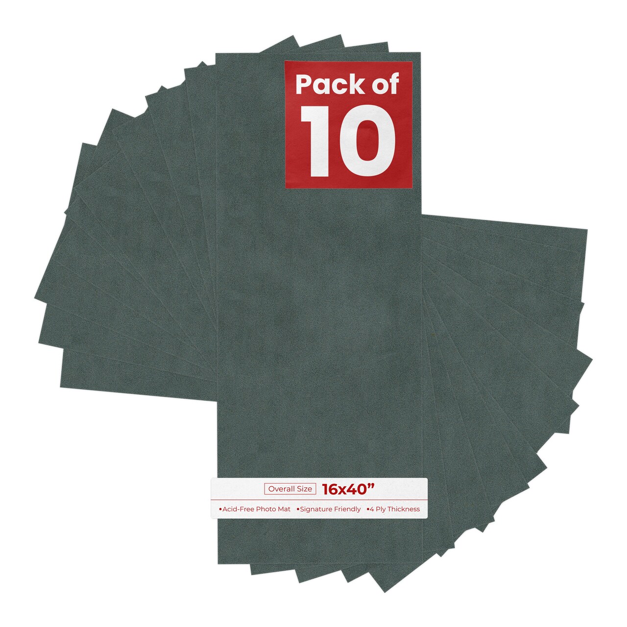 Dark Grey Suede 16x40 Uncut Mat Board - Blank Sheets, No Opening